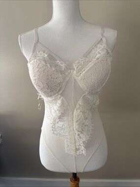 JLUXLABEL Ivory Lace Sheer Bodysuit